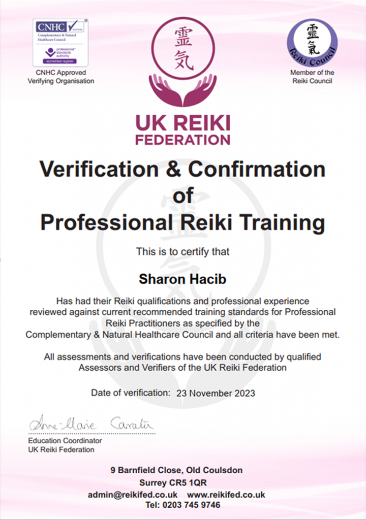 Sharon Hacib - Reiki Certificate Professional Training